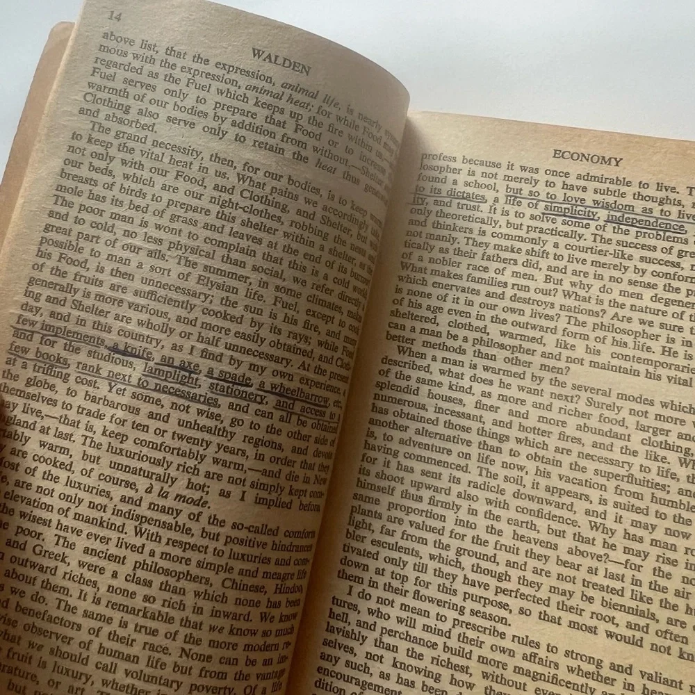 Vintage 1960 paperback edition of Walden and Civil Disobedience by Thoreau